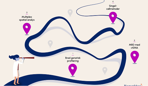 Illustrationen visar på möjliga framtidsutsikter inom precisionsmedicin.