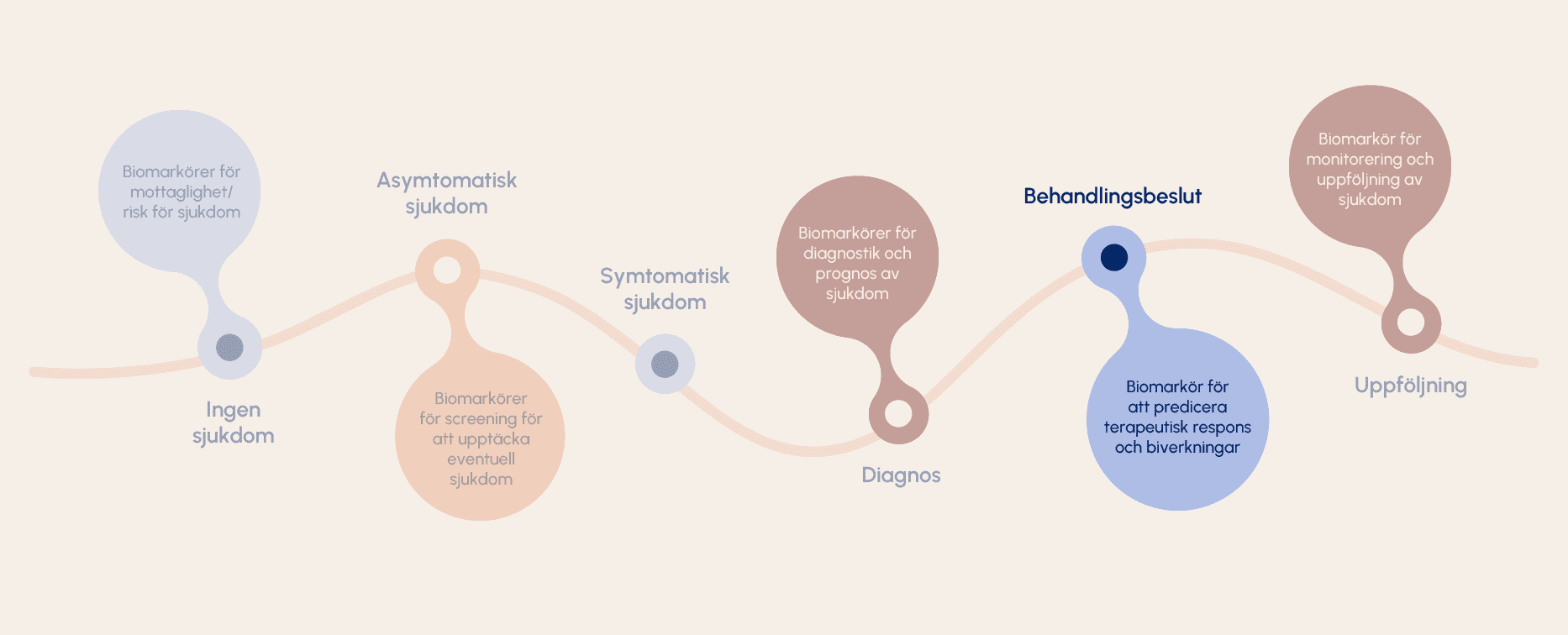 Illustration som visar hur man kan använda biomarkörer inför behandlingsbeslut. Illustration som visar hur man kan använda biomarkörer inför behandlingsbeslut.
